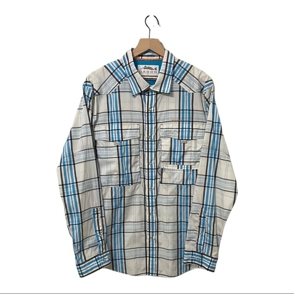 Dagon Men's Western Madres Blue Performance UPF 30+  Fishing Shirt, XL - Picture 3 of 10